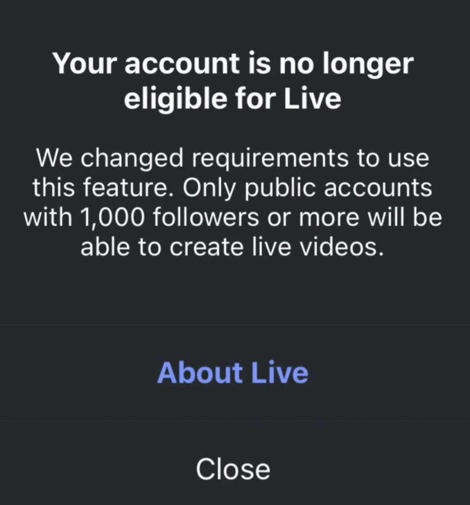 Meta's Instagram Live policy change